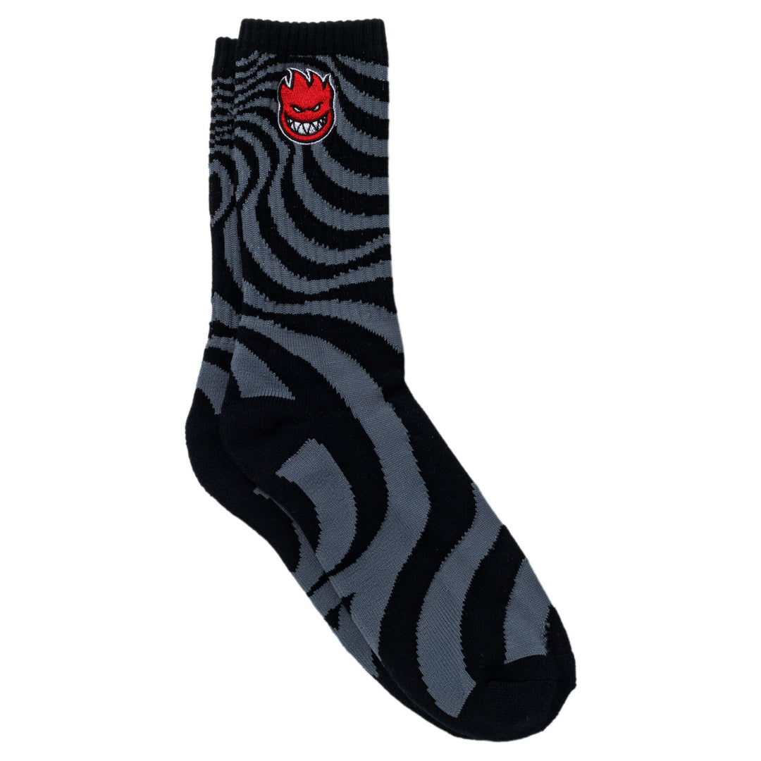 SPITFIRE Bighead Fill Embroidered Swirl Socks Charcoal/Black/Red