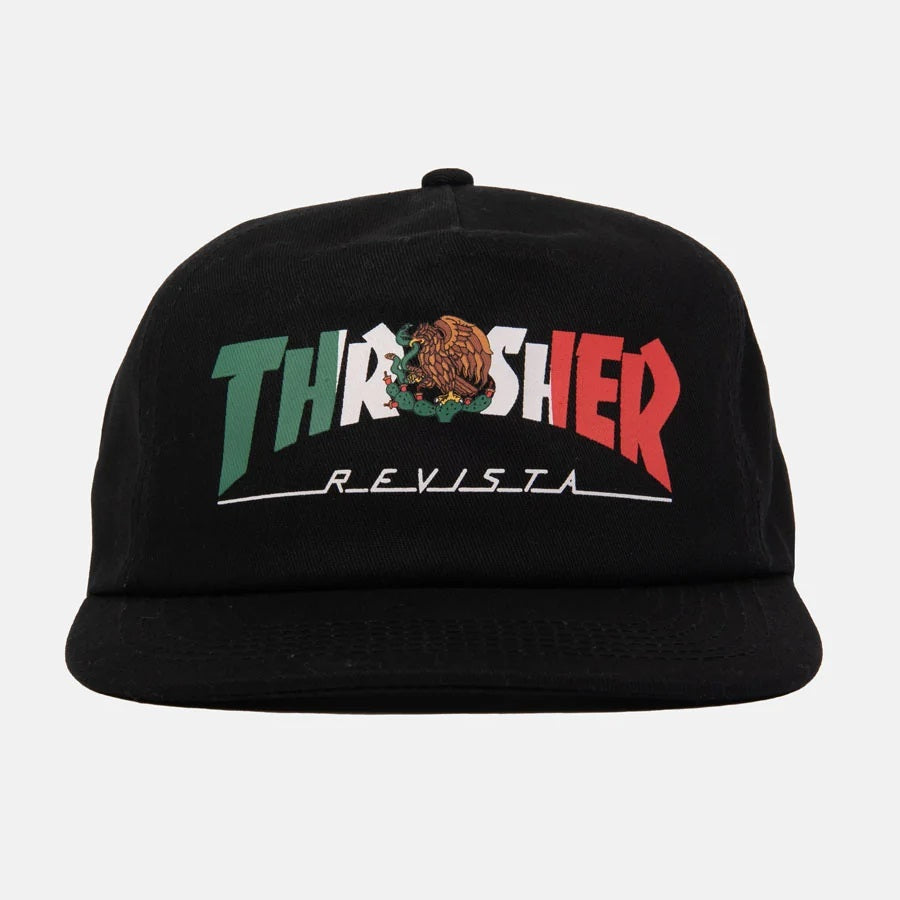 THRASHER Mexico Revista Snapback Hat Black