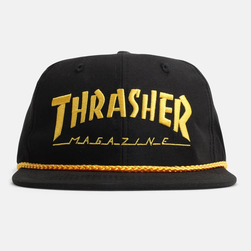 THRASHER Rope Snapback Hat Black