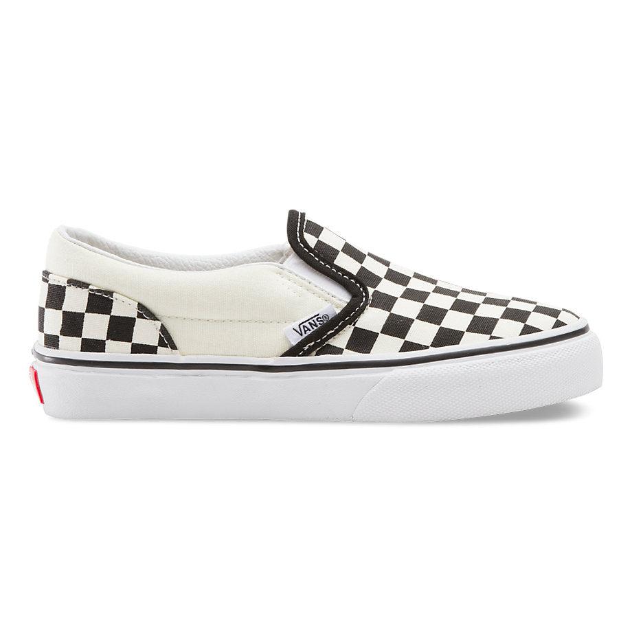 VANS Youth Classic Slip-On (Checkerboard) Black/White - Impact Skate