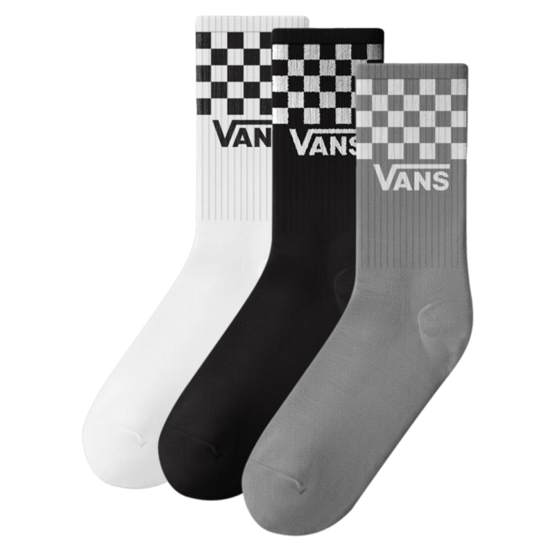VANS Classic Checker Crew Socks (3 Pack) Black/White