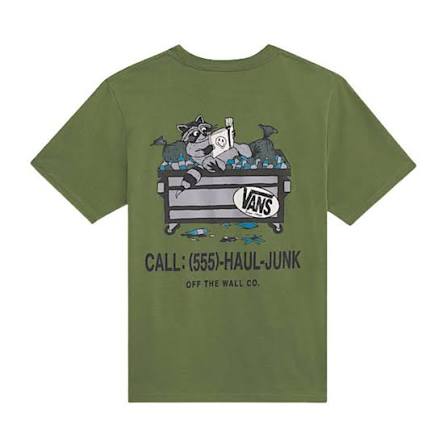VANS Youth Dumpster Raccoon Tee Green Balsam