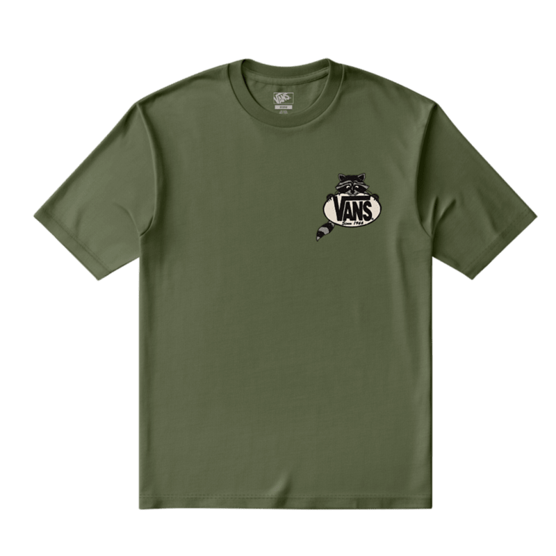 VANS Youth Dumpster Raccoon Tee Green Balsam