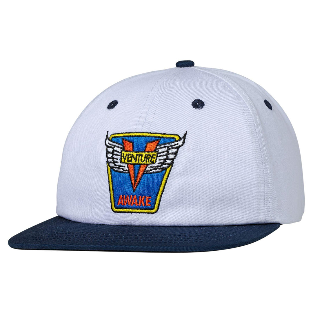 VENTURE Emblem Strapback Hat White/Navy - Impact Skate